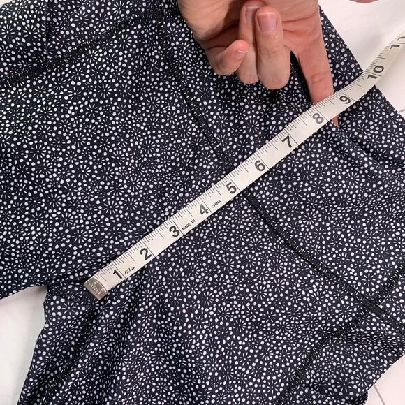 Lululemon Leggings Womens 4 Black White Pace Rival Crop Speckle Floral Mesh Gym - Picture 9 of 10